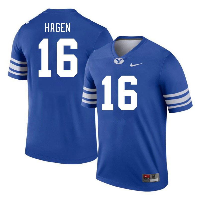 Men #16 Cole Hagen BYU Cougars College Football Jerseys Stitched-Royal